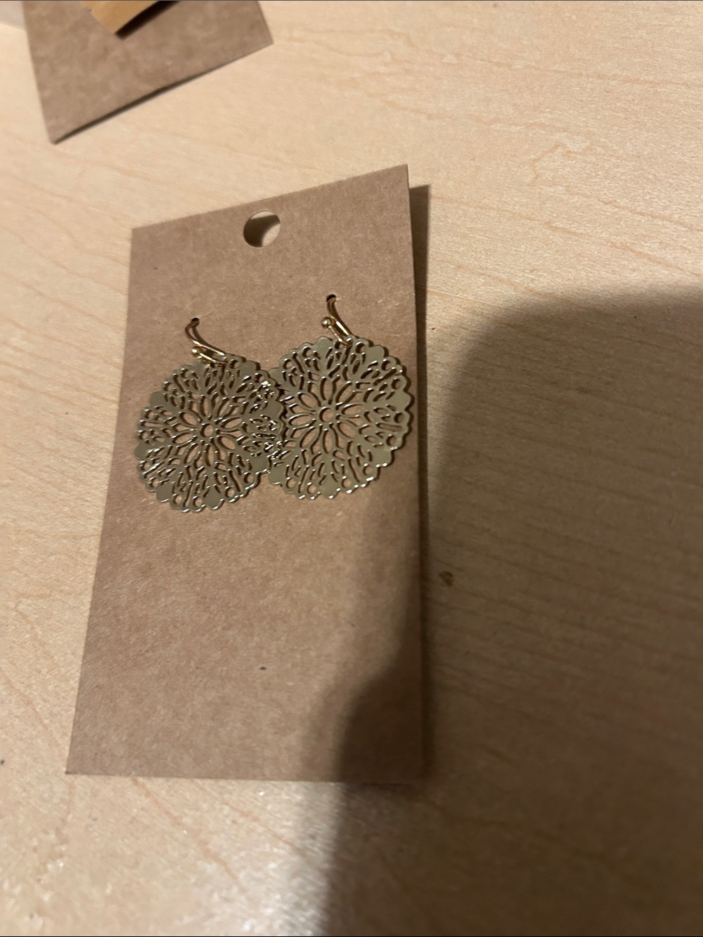 Source Unknown Gold Filigree Floral Drop Earrings